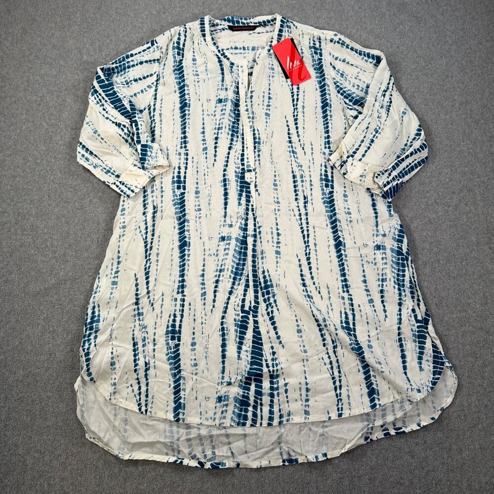 Rangmanch by Pantaloons Blue Tunic Coverup Women's XXL 3/4 Sleeve New
